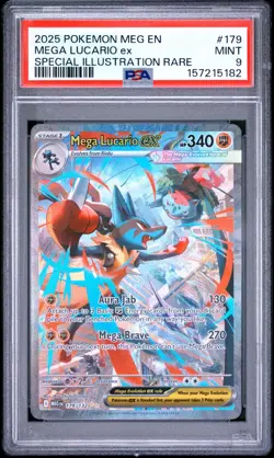 PSA 9 MEGA LUCARIO EX 179/132 SIR MEGA EVOLUTION POKEMON 😍 - Image 1