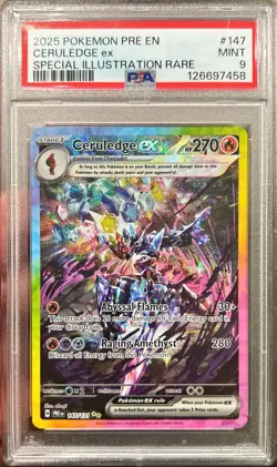 2025 Pokemon Prismatic Evolutions Ceruledge Ex SIR 147/131 PSA 9 Mint - Image 1