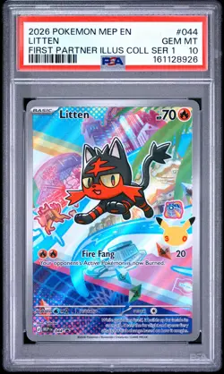 2026 POKEMON MEP EN-ME BLACK STAR PROMO #044 LITTEN PSA 10 - Image 1