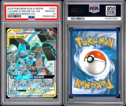 2019 Pokemon Sun Moon Unbroken Bonds Lucario Melmetal Tag Team GX 203/214 PSA 10 - Image 3