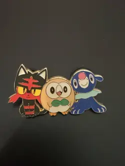 Pokemon Sun Moon Alola Starters Official 2016 Enamel Pin Rowlet Popplio Litten - Image 1