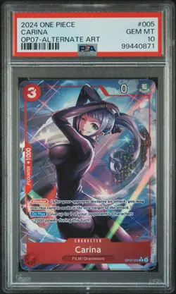 2024 ONE PIECE OP07-500 YEARS IN THE FUTURE ALTERNATE ART #005 CARINA PSA 10 - Image 1