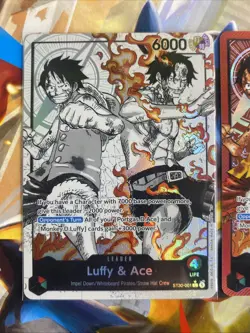 One Piece ST30-001 Luffy Ace Parallel L-P Leader Black White Textured Star - Image 2
