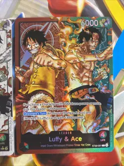 One Piece ST30-001 Luffy Ace Parallel L-P Leader Black White Textured Star - Image 3