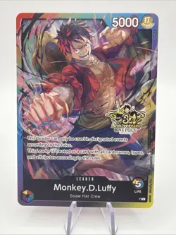 ONE PIECE TCG MONKEY. D. LUFFY RARE 3RD ANNIVERSARY PROMO ALT ART STAMPED LOGO - Image 1