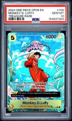 2024 ONE PIECE OP08-TWO LEGENDS TREASURE RARE #109 MONKEY D. LUFFY PSA 10 - Image 1