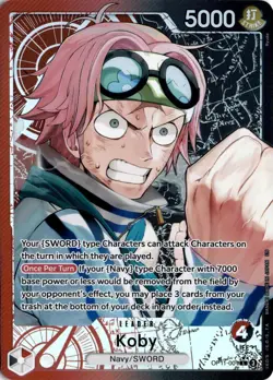 Koby (Alternate Art) OP11-001 One Piece A Fist of Divine Speed Leader NM - Image 1