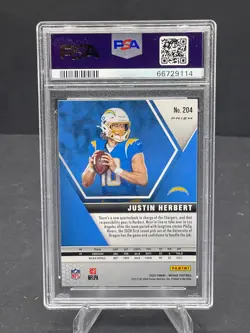 2020 JUSTIN HERBERT PANINI MOSAIC GREEN MOSAIC PRIZM RC #204 PSA 10 GEM MINT - Image 2