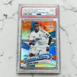 2019 Vinicius Junior Topps Chrome UCL Sapphire Future Stars Orange #8/25 PSA 9 - Image 1