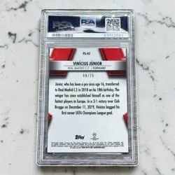 2019 Vinicius Junior Topps Chrome UCL Sapphire Future Stars Orange #8/25 PSA 9 - Image 2