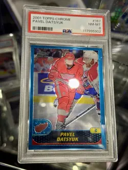 2001-02 Pavel Datsyuk #167 Topps Chrome Rookie Detroit Red Wings PSA 8 - Image 2