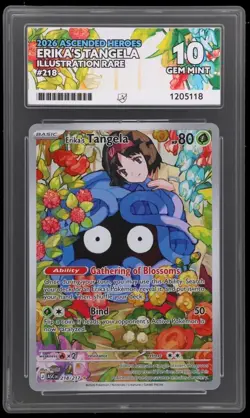 Erika's Tangela 218/217 Ascended Heros Graded Pokemon Card ACE 10 PERFECT SUBS - Image 1