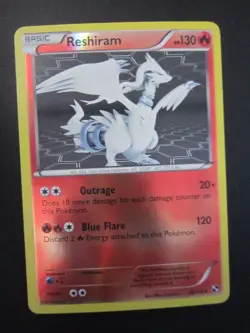 RESHIRAM REVERSE HOLO POKEMON CARD 26/114 BLACK & WHITE NEVER PLAYED EX+ NM- - Image 1