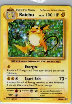 Raichu 36/108 Holo XY - Evolutions - Pokemon Card - NM - Image 1