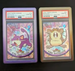 2000 TOPPS CHROME POKEMON T.V. SPECTRA #19 RATTATA & RATICATE #20 PSA 10 - Image 1