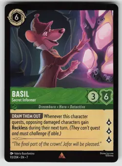 Basil - Secret Informer Rare Archazia's Island 93/204 Disney Lorcana - Image 1