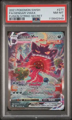 GENGAR VMAX PSA 8 2021 POKEMON SWSH FUSION STRIKE #271/264 FA SECRET RARE 0721 - Image 1