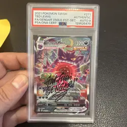 Pokemon Gengar VMax 271/264 Art Secret Fusion Strike PSA auto 9 ted Lewis - Image 2