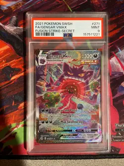 Gengar VMAX 271/264 PSA 9 Secret Rare Fusion Strike Pokemon Card - Image 1