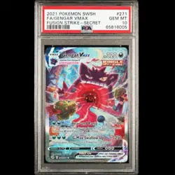 PSA 10 Gengar VMAX 271/264 Fusion Strike Alternate Art Pokemon TCG - Image 1