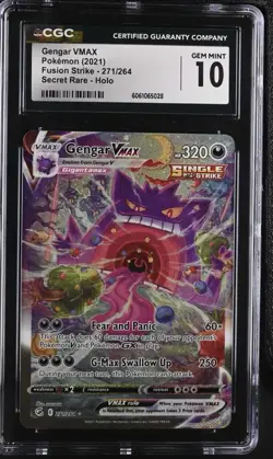 Gengar VMAX CGC 10 Secret Rare Holo Fusion Strike 271/264 Pokemon TCG - Image 1