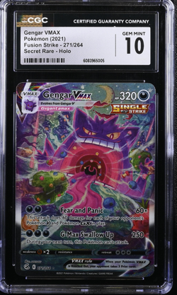 Pokemon Gengar VMAX Fusion Strike Secret Rare Alternate Art Holo CGC 10 271/264 - Image 1