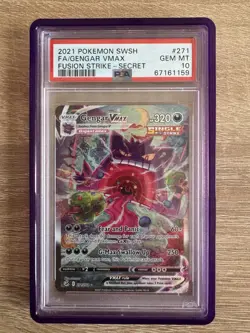 Pokemon TCG Gengar Vmax 2021 Fusion Strike 271/264 PSA 10 Gem Mint Secret rare - Image 1
