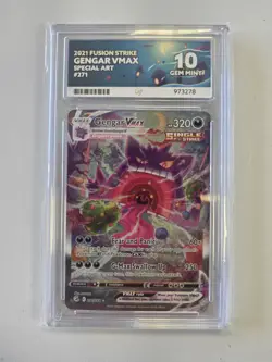 Gengar VMAX Fusion Strike 271/264 ACE 10 Pokemon Card Alt Art ACE LABEL - Image 1