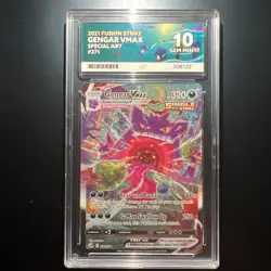 *PERFECT SUB-GRADES! Pokemon Gengar VMAX Fusion Strike Holo Card 271/264 ACE 10 - Image 1