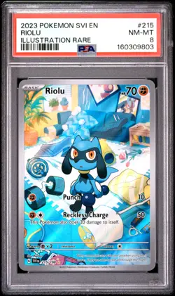 2023 POKEMON SVI EN-SCARLET & VIOLET ILLUSTRATION RARE #215 RIOLU PSA 8 - Image 1