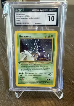 1ST EDITION 2000 Neo Genesis Heracross 6/111 Holo CGC 10 Gem Mint Pokemon TCG - Image 1