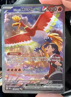 Ethan's Ho-Oh ex 230/182 Sv10 Destined Rivals SIR Holo Full Art English - Image 2