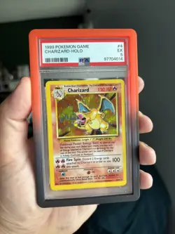 PSA 5 ✨ Charizard Holo #4 ✨ Base Set: Unlimted Pokemon WOTC 1999 + PSA Guard - Image 1