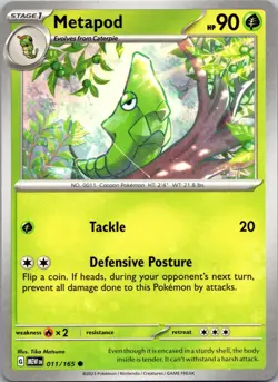 Metapod 011/165 Common MEW SV: Scarlet & Violet 151 Pokemon Lightly Played - Image 1
