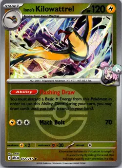 Iono's Kilowattrel (Poke Ball) 072/217 Ascended Heroes Pokemon Reverse Holo NM - Image 1