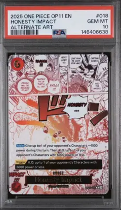 PSA 10 Honesty Impact Manga Alt Art OP11-018 – A Fist of Divine Speed 2025 - Image 1