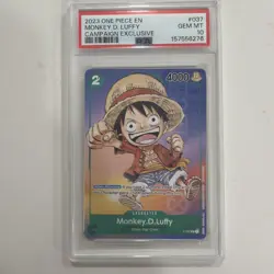 2023 ONE PIECE PROMOS #037 MONKEY D. LUFFY CAMPAIGN EXCLUSIVE PSA 10 - Image 1