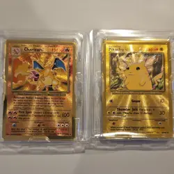 Pokemon Celebrations Gold Metal Charizard & Pikachu Cards 25th Anniversary Base - Image 1