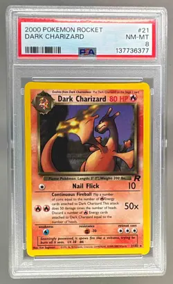 2000 Pokemon Rocket 21 Dark Charizard PSA 8 137736377 - Image 1
