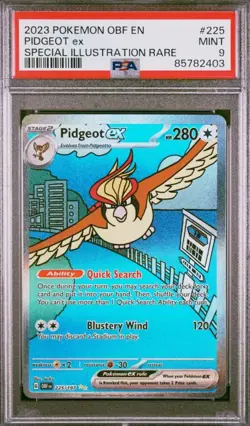2023 POKEMON OBF EN-OBSIDIAN FLAMES SPECIAL ILLUSTRATION RARE PIDGEOT EX PSA 9 - Image 1