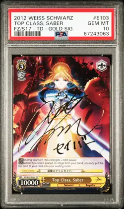 Weiss Schwarz Fate/Zero PSA 10 Top Class, Saber FZ/S17-E103SP SP - Image 1