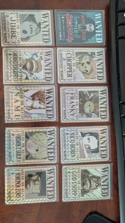 One Piece Wanted Poster Holographic Stickers 10 Card Set Nami Luffy Zoro - Image 1