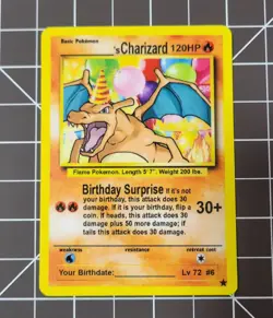 Custom Fanmade Charizard Birthday Pokemon Card - Image 1