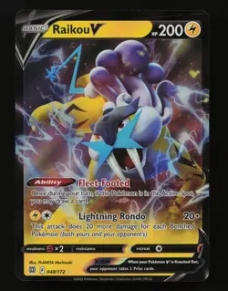 Raikou V 048/172 Holo Holo V Rare Brilliant Stars Pokemon Cards - Image 1