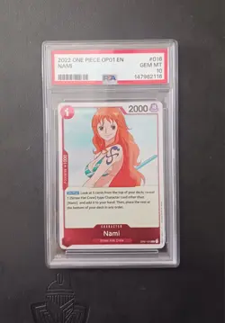 One Piece Card Game TCG Nami OP01-016 R PSA 10 Pre-Errata - Image 1