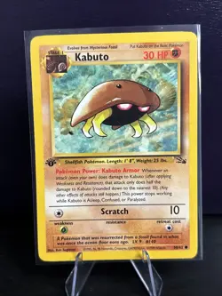 Pokemon TCG Kabuto Fossil Card 50/62 Regular Common 1st Edition - Image 1