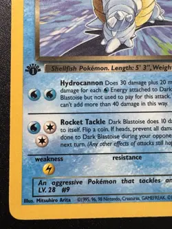1st Edition Dark Blastoise 20/82 Team Rocket WoTC Pokemon Card Rare Near Mint - Image 5