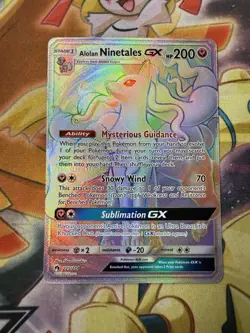Pokemon TCG Alolan Ninetales GX 225/214 Lost Thunder 2018 Rainbow Secret Card NM - Image 1