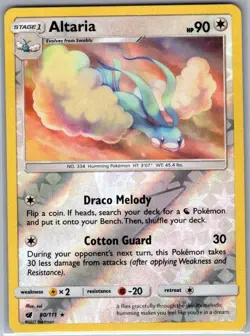 Altaria 80/111 Reverse Holo SM - Crimson Invasion - Pokemon Card - NM - Image 1