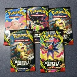 Pokemon Mega Evolution Perfect Order 10 Per Pack 5 Pks Trading Card Game - Image 1